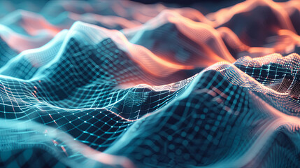 Poster - abstract digital landscape cyber background cyberspace big data flow analysis visualization 3d rende