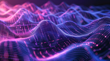 Poster - Abstract digital wave particles technology background Big data visualization flowing cyber technology lines futuristic background
