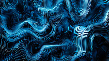 Aufkleber - Abstract blue waves background futuristic wavy surface digital data flow technology concept big data visualization