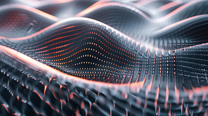 Poster - dark metallic background with red lights wavy surface futuristic technology concept perfect for webs