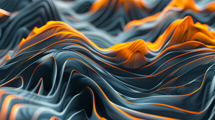 Aufkleber - Abstract background orange light streaks flowing on black waves modern futuristic technology background dynamic flowing lines design element for banner website card flyer