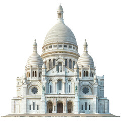 White Basilica in France. Isolated on Transparent or White Background, PNG