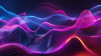 Poster - Abstract colorful neon wave background dynamic flowing lines cyberpunk metaverse data technology futuristic background