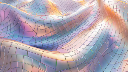 Aufkleber - Abstract background wavy texture iridescent holographic surface liquid fluid pattern futuristic digital art creative backdrop design
