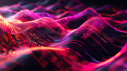 Poster - Abstract colorful wave background digital landscape big data futuristic technology background futuristic information technology for business finance background