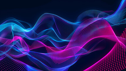 Poster - Abstract background with dynamic waves digital technology big data background 3D rendering