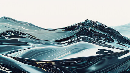 Poster - Abstract fluid art background with metallic blue wave liquid acrylic painting in alcohol ink technique with gold splashes abstract ocean for wallpaper luxury artwork design