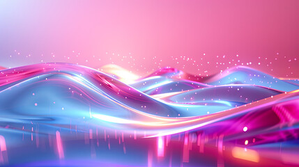Poster - abstract background pink blue gradient wave smooth elegant particles glow light futuristic modern te
