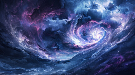 Poster - cosmic swirl nebula galaxy space background astronomy blue purple vibrant stars night sky colorful c