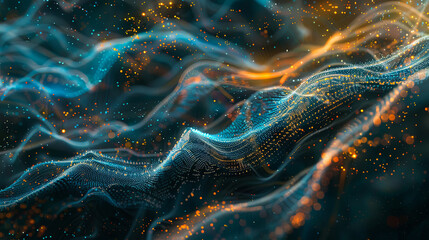 Poster - Abstract particles wave background big data futuristic illustration digital technology visualization