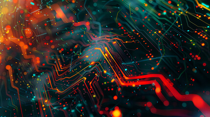 Poster - Abstract technology background with glowing lines and particles digital network communication futuristic innovation concept