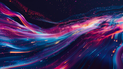 Poster - Abstract colorful wave background digital wallpaper futuristic dynamic light gradient design motion technology curve flow illustration