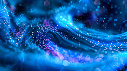 Poster - Abstract blue background with bokeh lights and waves perfect for technology science and music designs