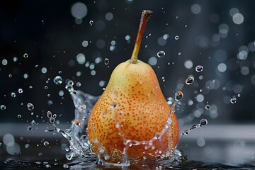 pear in water splash