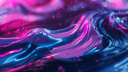 Poster - Abstract background colorful fluid art acrylic paints liquid dynamic flow swirling mixture pink blue neon glow modern trendy backdrop
