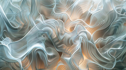 Poster - abstract white wave background digital art fractal wave white and gold elegant abstract fractal back