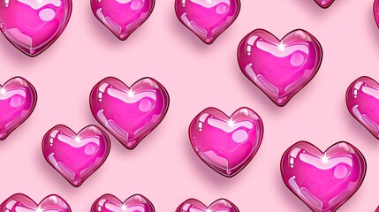 Sticker - pink background with pink hearts