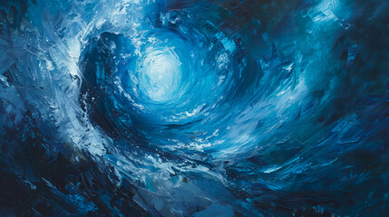 Poster - Abstract painting blue water ocean wave texture art background brushstroke contemporary artwork ocean painting modern art oil canvas artwork