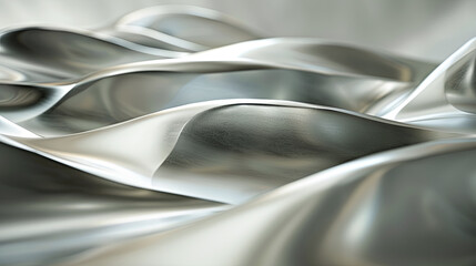 Poster - Abstract silver metal background with curves and smooth shapes modern elegant luxurious metallic texture