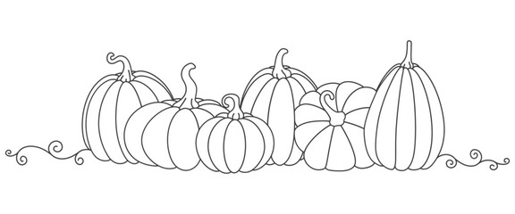 Wall Mural - Pumpkin illustration vector eps, line art style, flat style illustration