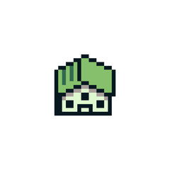 Poster - Home icon, house sticker, building pixel art design for logo, web, mobile app, badges and patches. Video game sprite. 8-bit. Isolated vector illustration.  