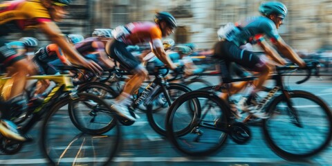 Poster - Blurred Motion of Cyclists in a Race.