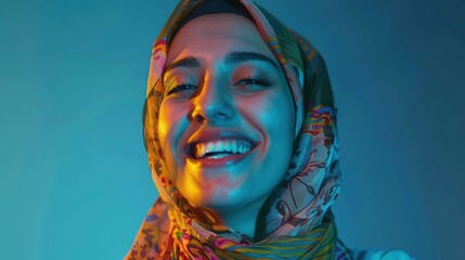 Sticker - Portrait of a Smiling Woman in a Hijab