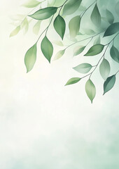 Wall Mural - Green floral background. Foliage watercolor border. Generative AI.