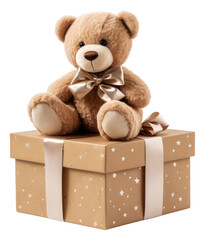 Canvas Print - Present sitting bear toy.