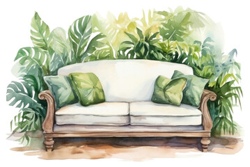 Canvas Print - PNG Furniture cushion pillow plant.