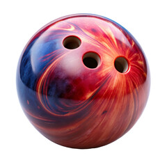 Colorful bowling ball with finger holes isolated on transparent background