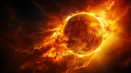 Wall Mural - fiery planets and cosmic explosions.