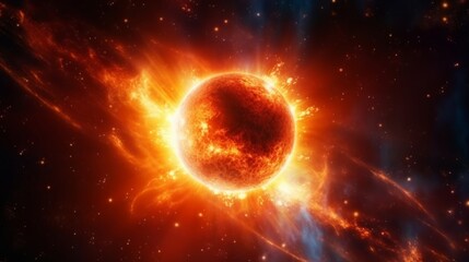 Wall Mural - fiery planets and cosmic explosions.