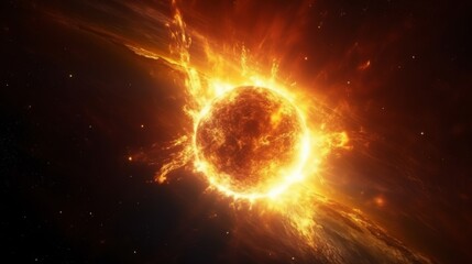 Wall Mural - fiery planets and cosmic explosions.