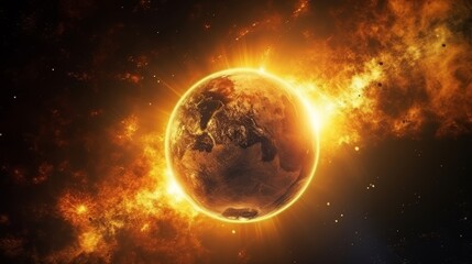 Wall Mural - fiery planets and cosmic explosions.
