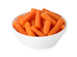 Wall Mural - Baby carrots in bowl isolated on white