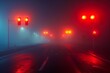 © viktorbond - night highway and burning red traffic lights