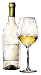 Sticker - PNG Wine drawing bottle sketch.