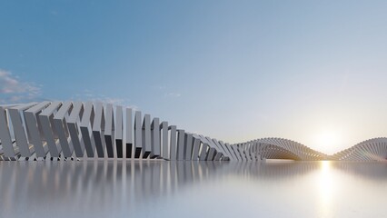 Aufkleber - Futuristic white architecture background 3d render