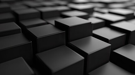 Poster - 3D render of geometric blocks with a black background. Abstract art concept.