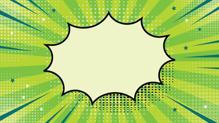 Fototapete - Modern pop art in the style of an abstract comic. The bright background resembles a retro style, combining sun rays and explosive elements. Bright colors emphasize its advertising character.