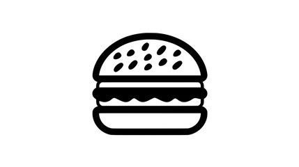 Wall Mural - Graphic of a hamburger icon, with a bun, patty, and basic filling lines, vector illustration art