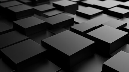 Poster - Abstract geometric blocks arranged on a black background, 3D render. Futuristic design concept.
