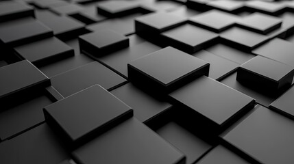 Poster - Abstract geometric blocks arranged on a black background, 3D render. Futuristic design concept.