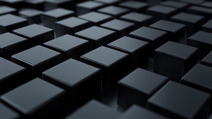 Poster - Abstract geometric blocks in 3D render on a sleek black background. Futuristic concept.