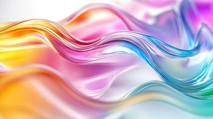 Poster - Bright glass 3D background featuring colorful gradient fluid wave render.