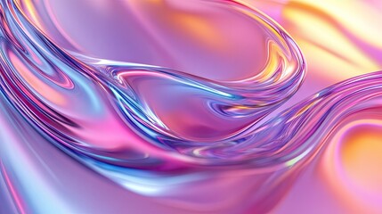 Poster - Bright glass 3D background featuring colorful gradient fluid wave render.