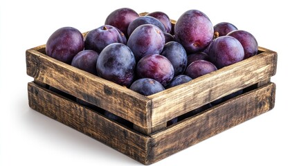 Wall Mural - Fresh Plums in a Wooden Crate