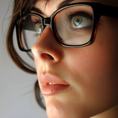 Wall Mural - close up of young beautiful woman wearing eyeglasses