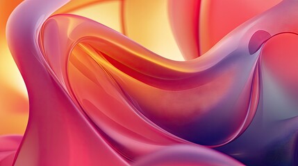 Poster - Fluid geometric 3D shapes in an abstract render with a smooth gradient background. Ideal for multipurpose backgrounds